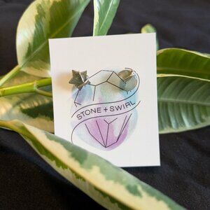 Labradorite Star and Moon Earrings Stone + Swirl Silver